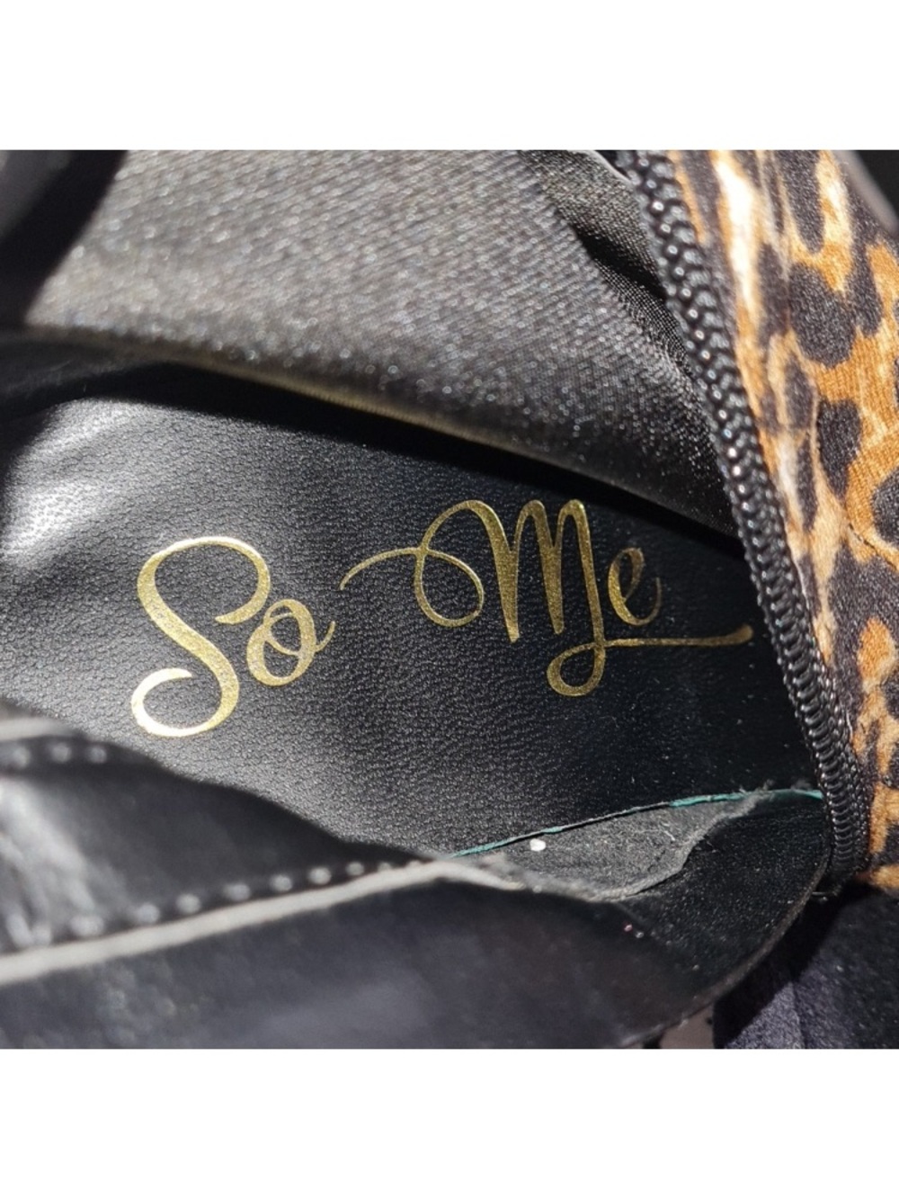 So Me Leopard Print Pointed Toe Stiletto Ankle Boots - Brown/Black/Cream - Picture 9 of 10